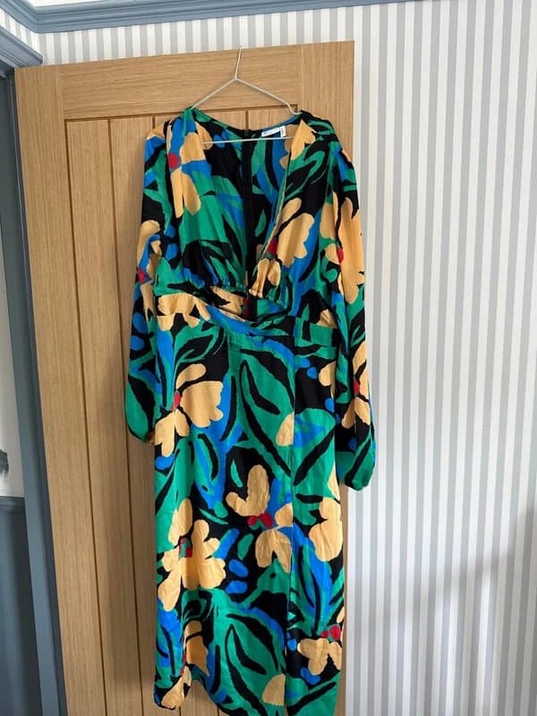 ASOS Design ASOS design maxi floral satin cutout plunge neck dress