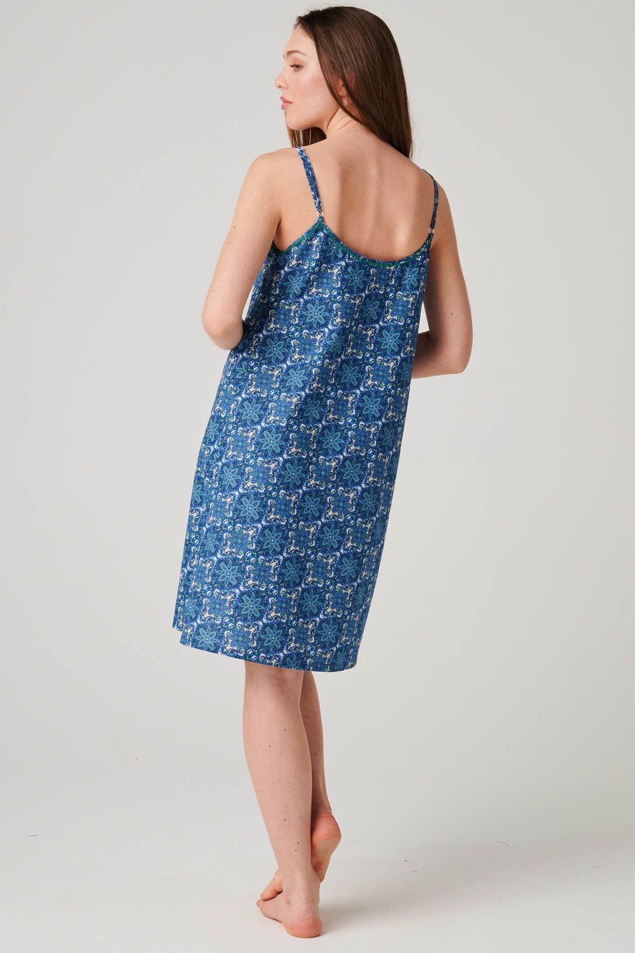 British Boxers British Boxers Women's "Marrakesh Paisley" Crisp Cotton Strappy Nightdress in Bright Blue - 3