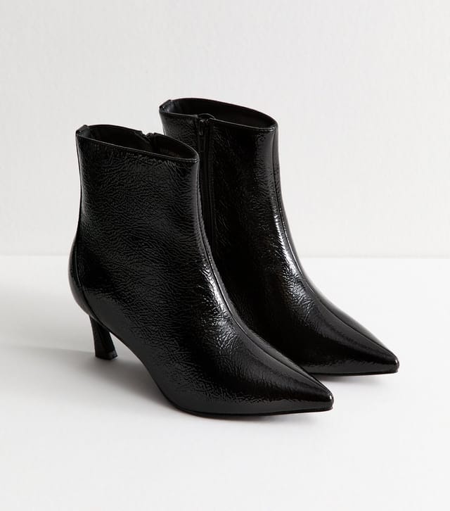 New Look Women's Wide Fit Faux Leather Textured Pointed Toe Ankle Boots Vegan New Look - 3