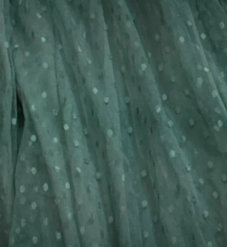 Joyfunear Y2K Boho Mesh Overlay Green Maxi Dress Size 12-14 Tie Shoulder & Ruffle Hem