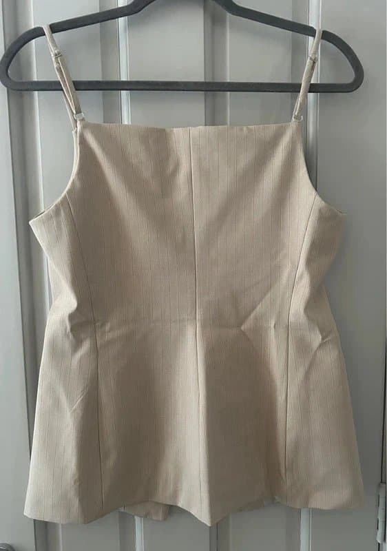 Bershka Bershka Natural Square Neck Waistcoat