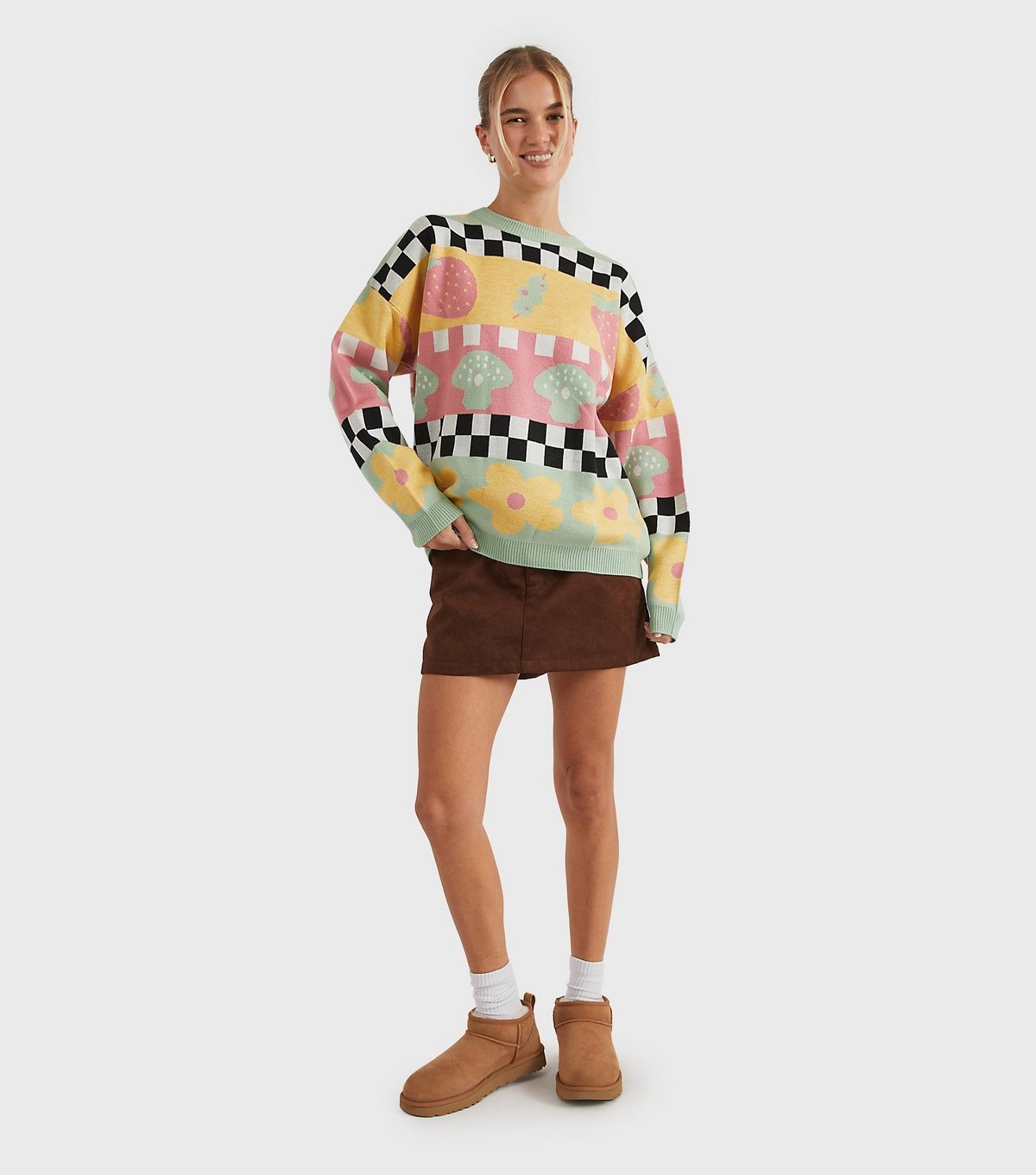 Skinnydip Women's Multi Colour Checkerboard Knit Jumper Skinnydip New Look - 2