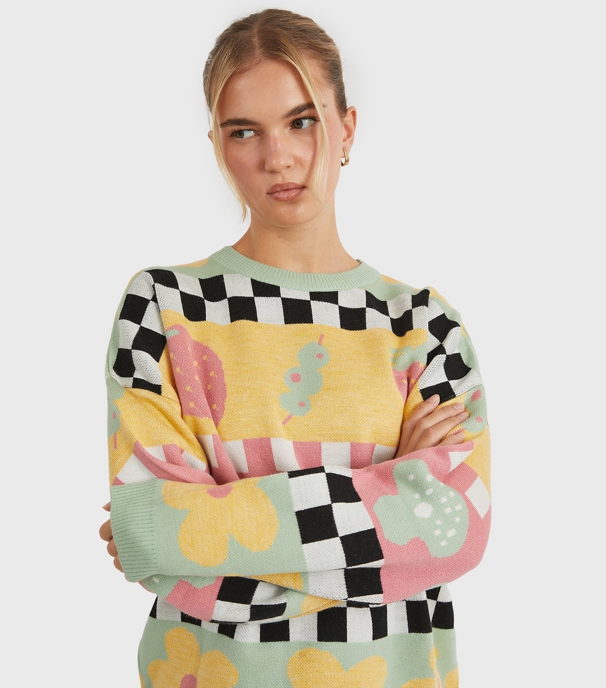 Skinnydip Women's Multi Colour Checkerboard Knit Jumper Skinnydip New Look - 3