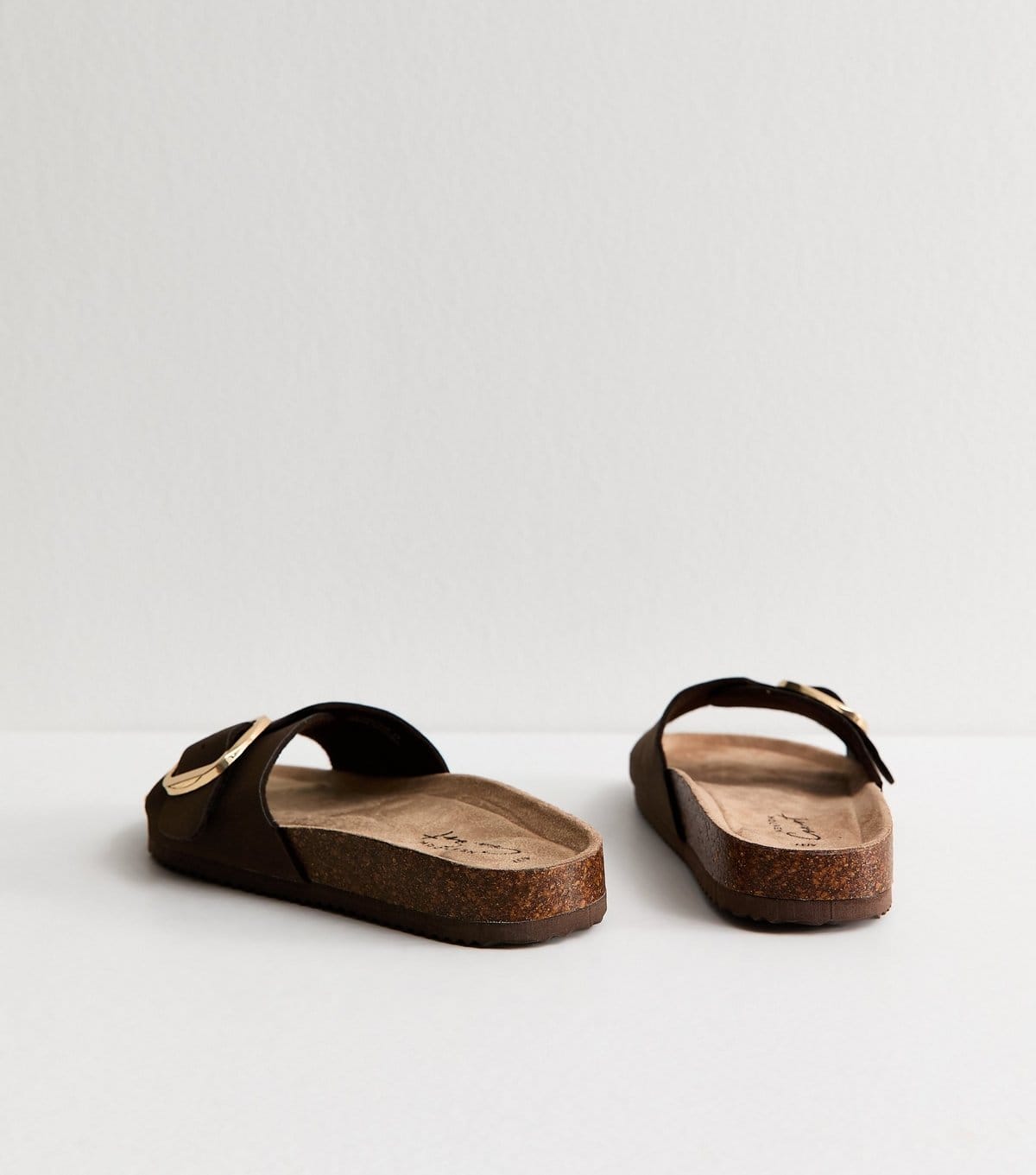 New Look Women's Brown Faux Suede Buckled Strap Mule Sandals Vegan New Look - 4