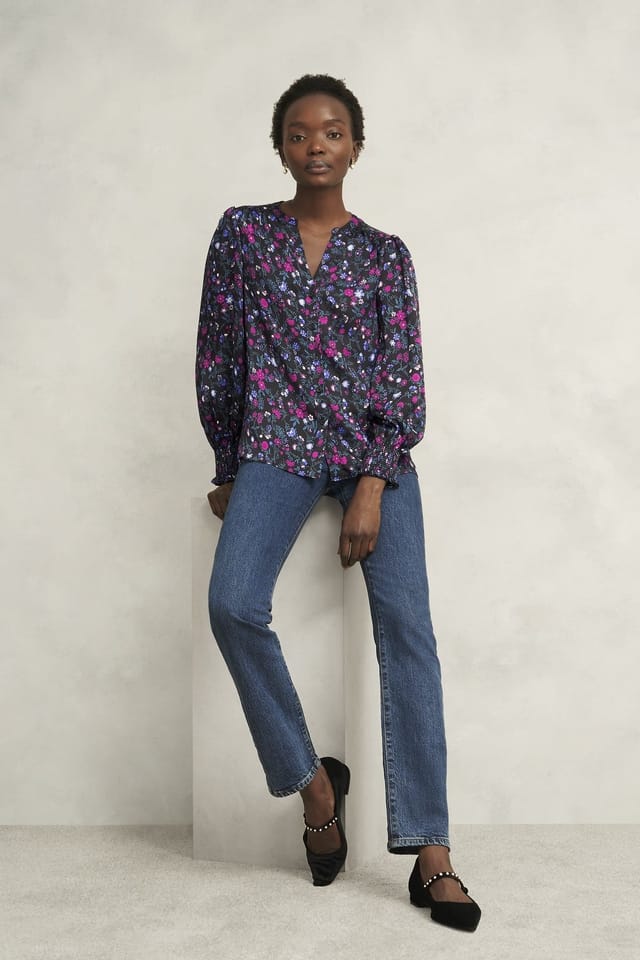 Hobbs London Hobbs London Women's Tasha Floral Blouse in True Black - 3