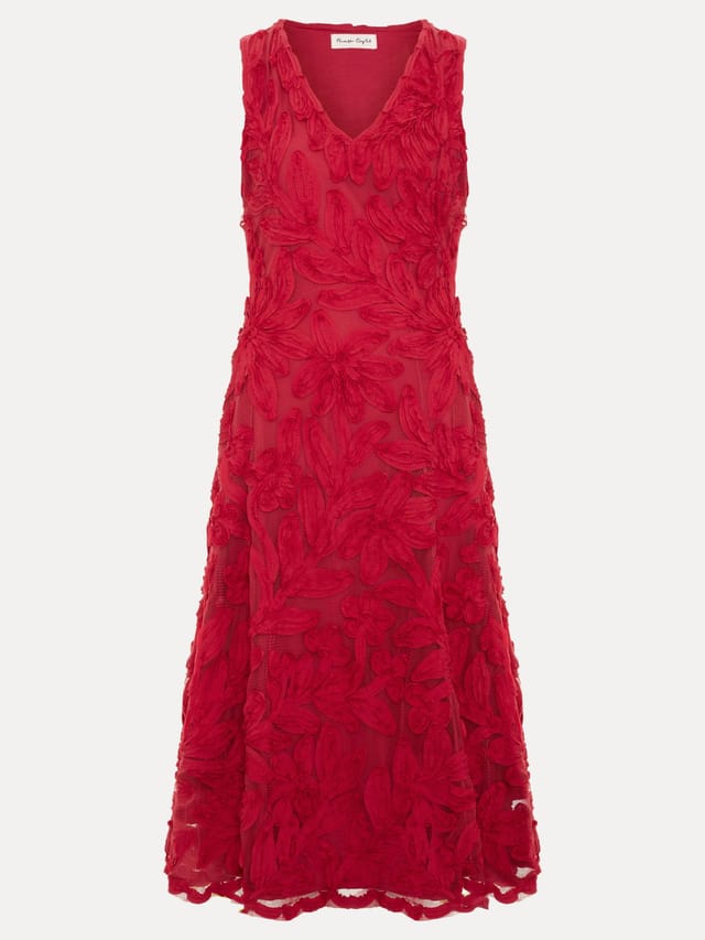 Phase Eight Phase Eight Women's Paloma Embroidered Fit Flare Dress in Red - 2