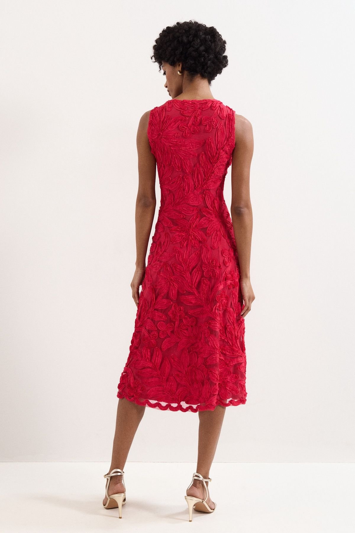 Phase Eight Phase Eight Women's Paloma Embroidered Fit Flare Dress in Red - 4