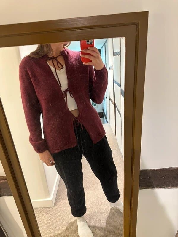 ASOS Burgundy lace up cardigan