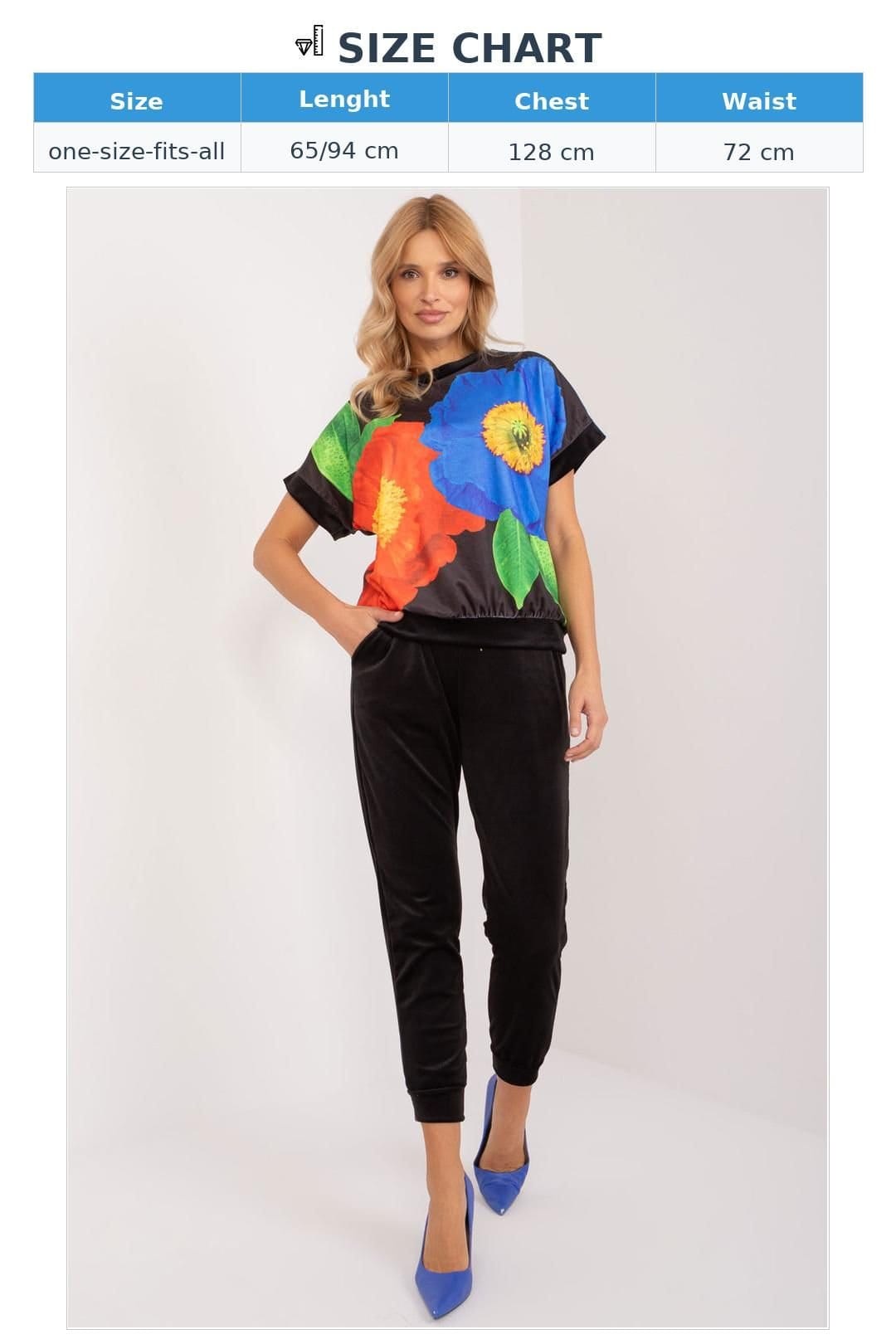 Love Lace Love Lace Women's Velour Blouse & Pants Casual Set in Black - 4