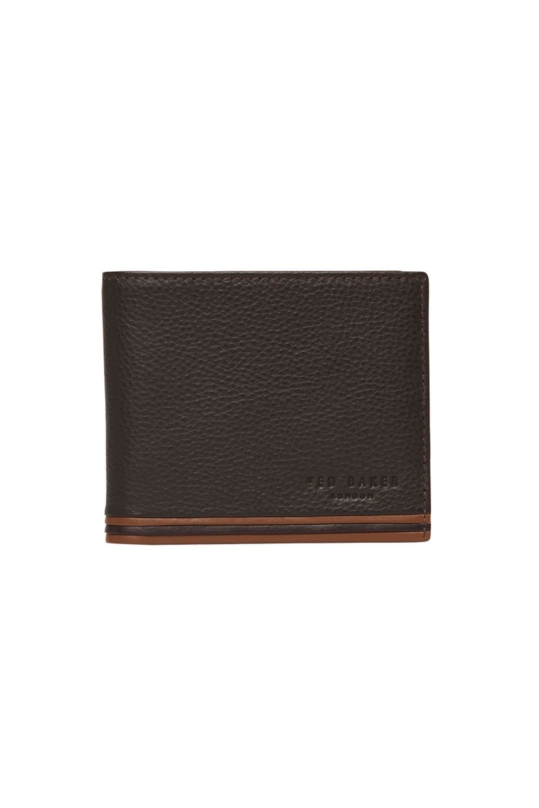 Ted Baker Ted Baker Men's Grantt Stripe Leather Wallet Choc in Brown