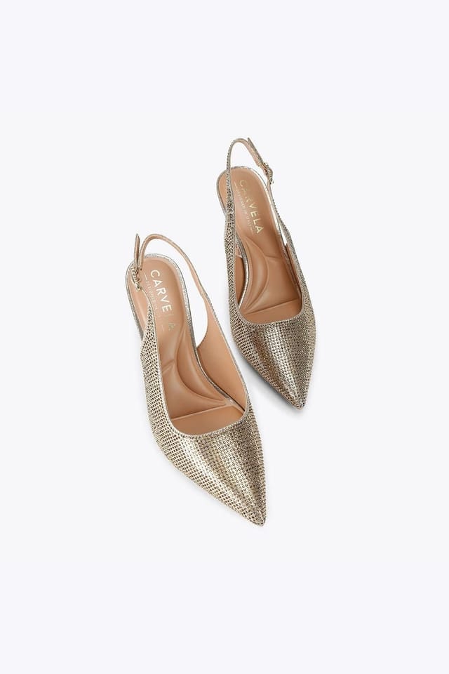 Carvela Carvela Women's 'Corletta Sling Jewel' Fabric Heels in Gold - 2