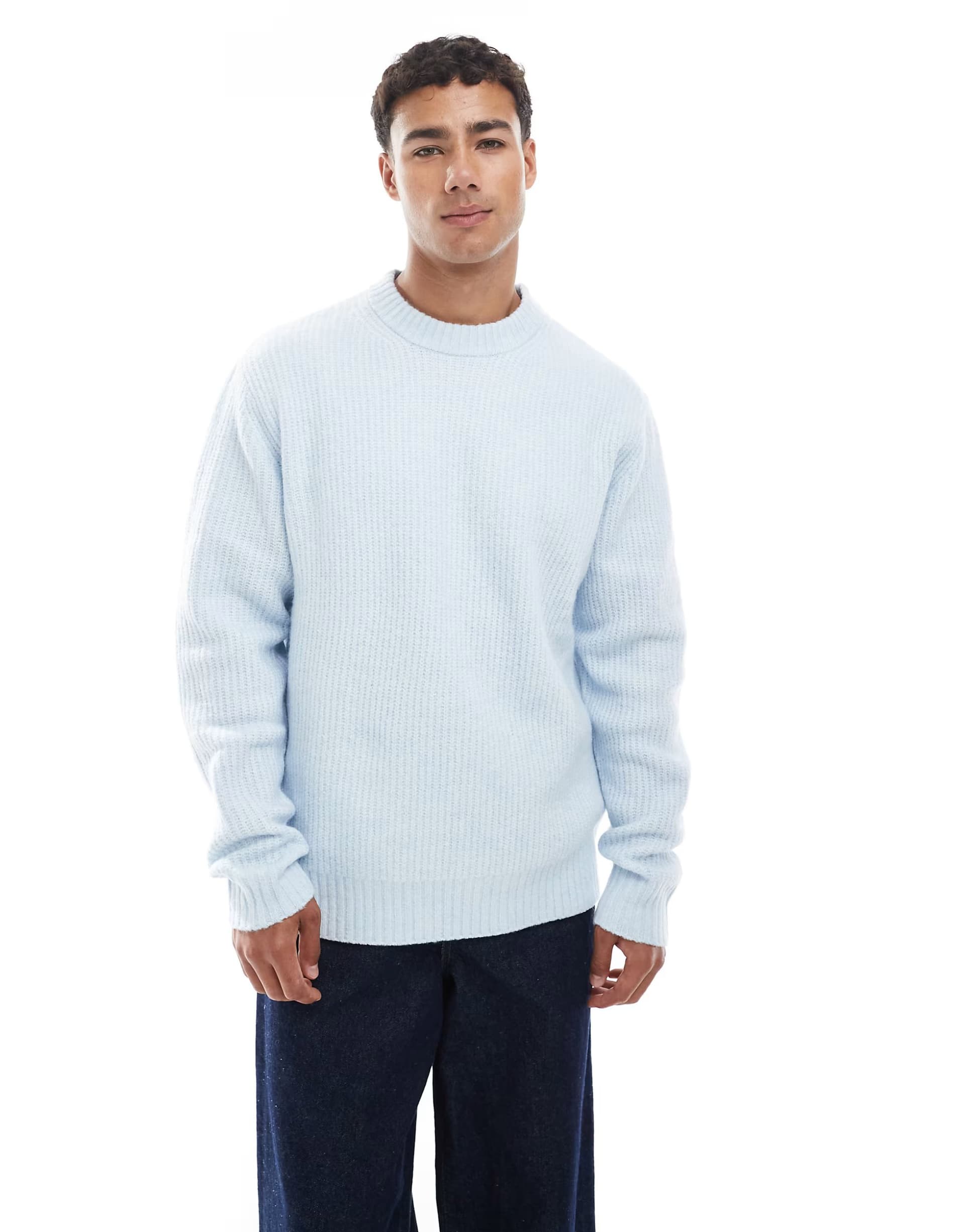 ASOS Jack & Jones oversize thick ribbed jumper in light blue
