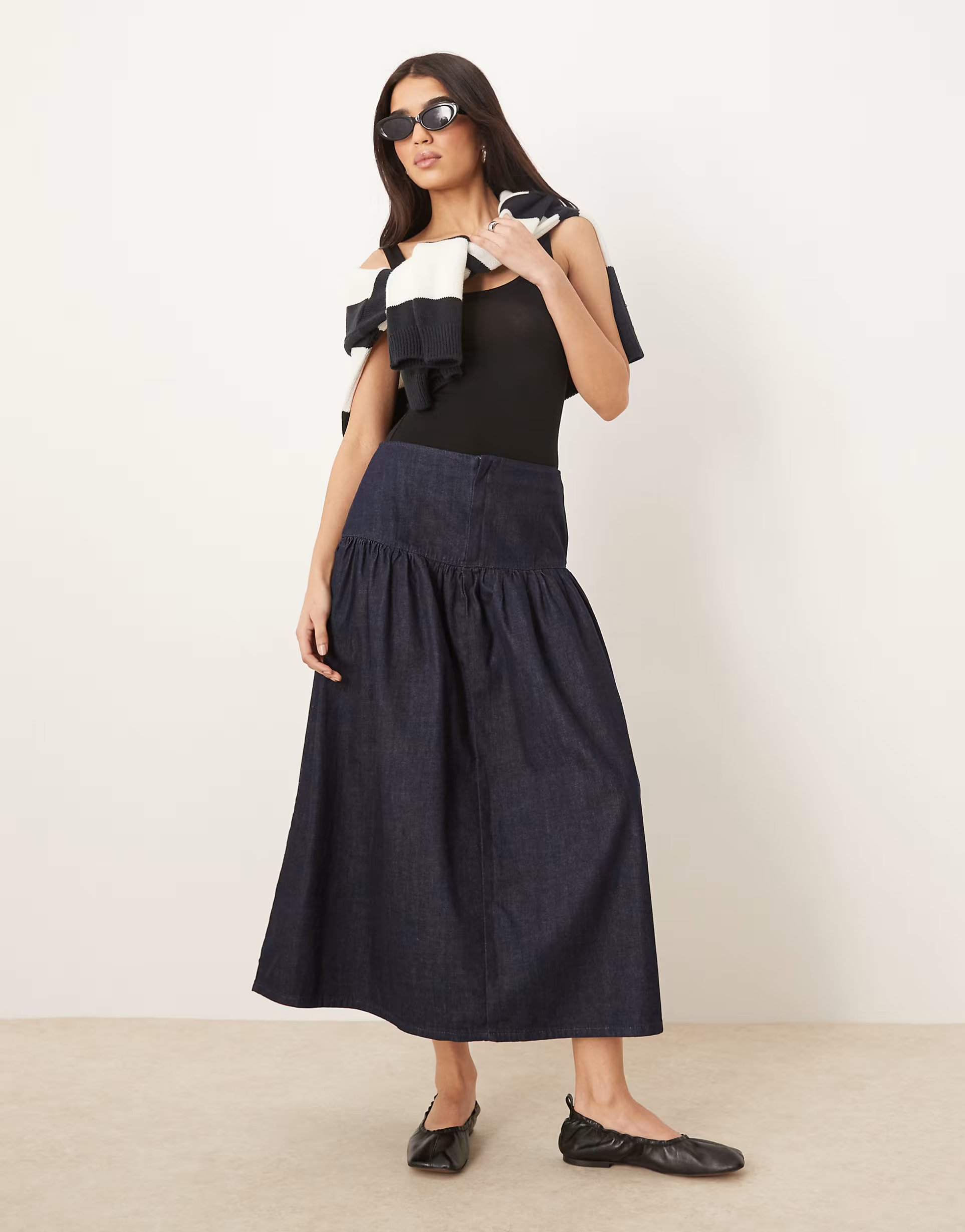 ASOS ASOS DESIGN denim maxi skirt with dropped waist - 1