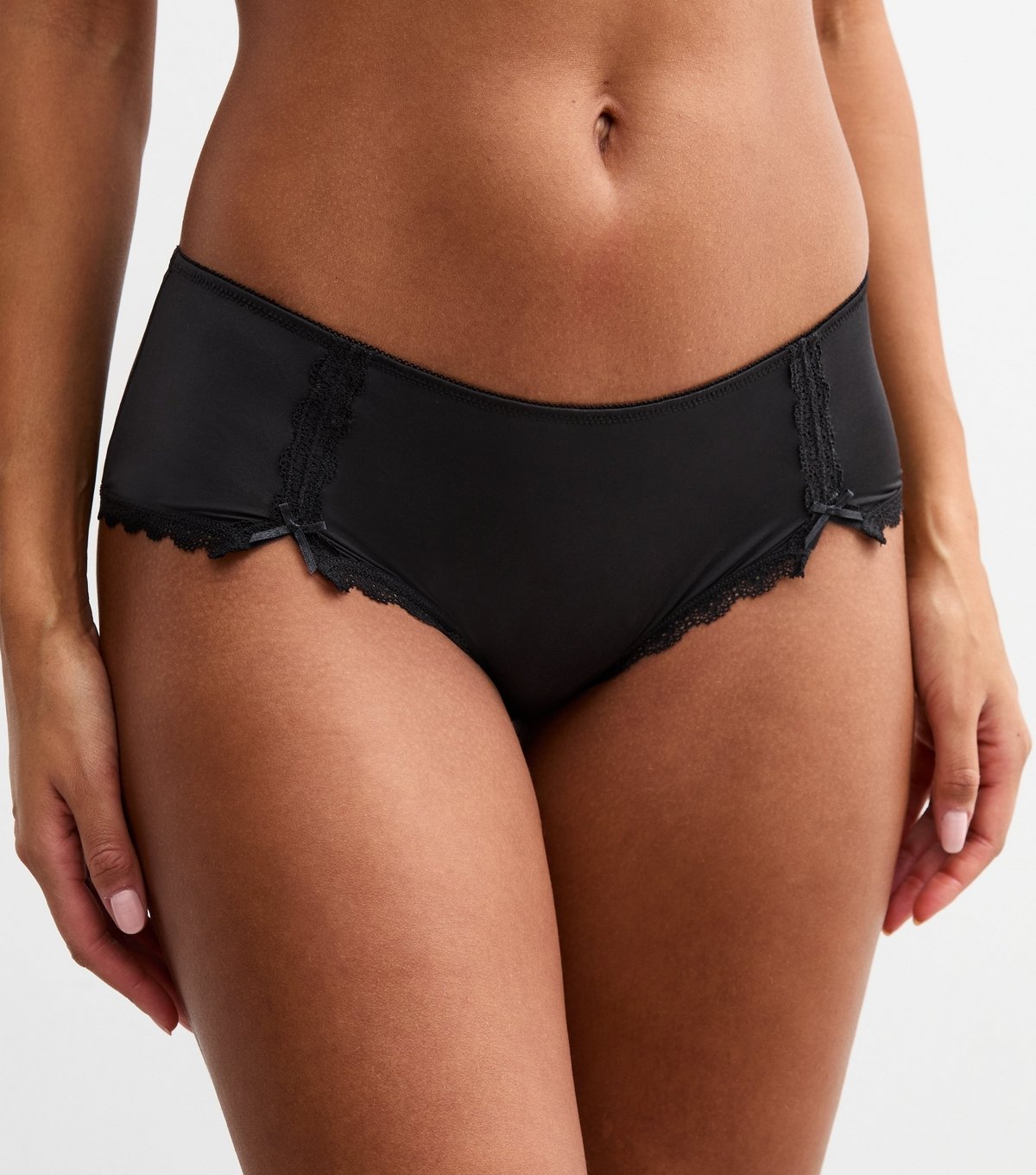 New Look Women's Black Lace Trimmed Bow Embellished Briefs New Look - 2