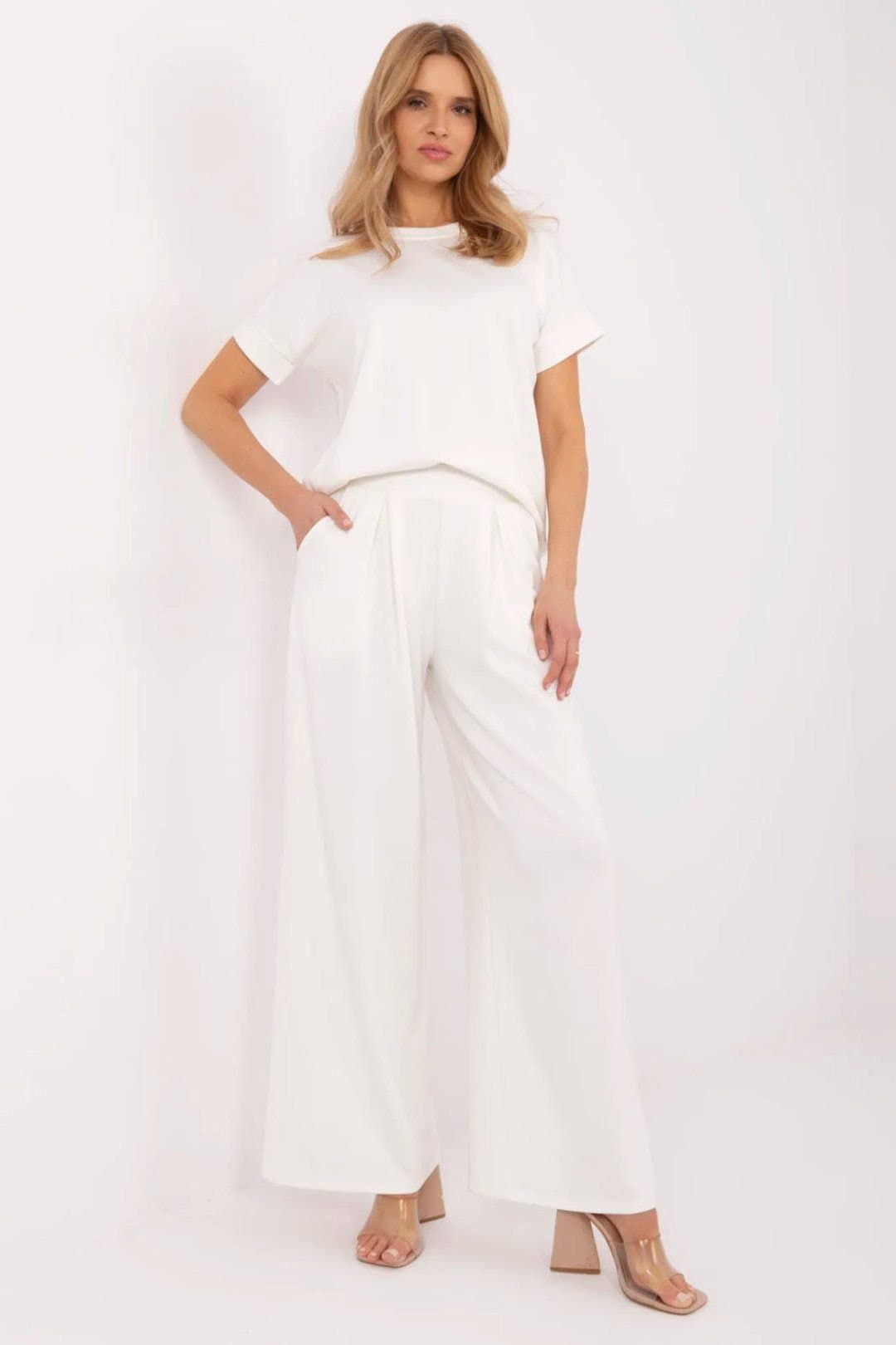 Love Lace Love Lace Women's Stylish Palazzo Sweatpants Tracksuit Trousers in White