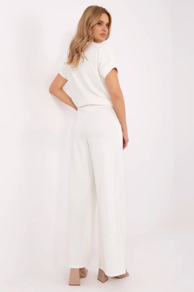 Love Lace Love Lace Women's Stylish Palazzo Sweatpants Tracksuit Trousers in White - 3
