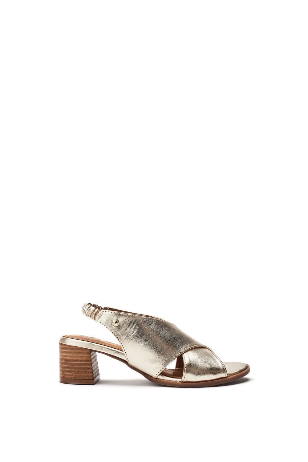 Moda In Pelle Moda In Pelle Women's 'Prinia' Leather Heeled Sandals in Metallic Gold