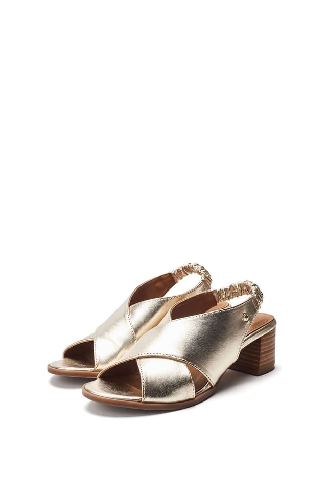 Moda In Pelle Moda In Pelle Women's 'Prinia' Leather Heeled Sandals in Metallic Gold - 3