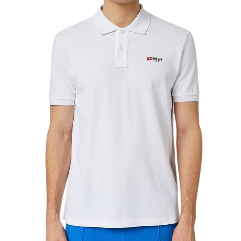 Diesel Diesel Men's T-Smith-Div-New D Logo Racing White Polo Shirt - 1