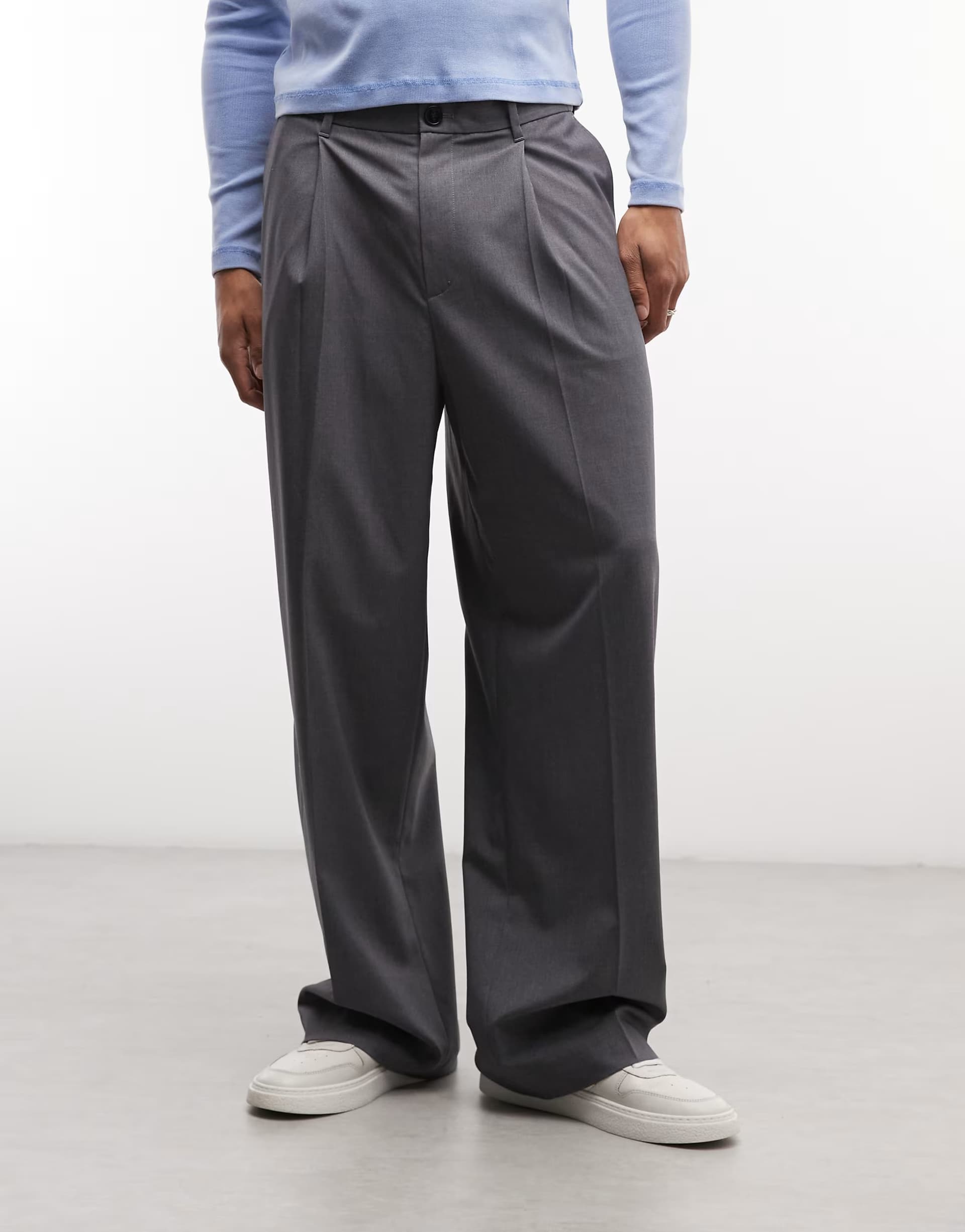 ASOS Weekday Uno loose fit tailored in grey melange
