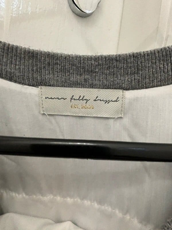 Never Fully Dressed White & Grey Crochet Jumper