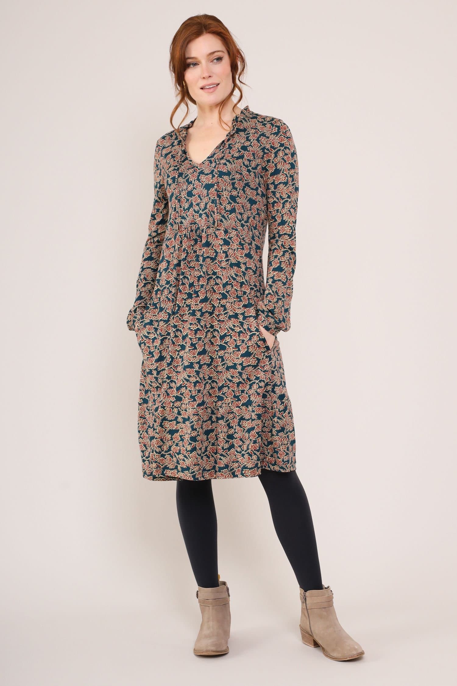 Nomads Clothing Nomads Clothing Women's Womens Tiered Tunic Dress in Bottle Green