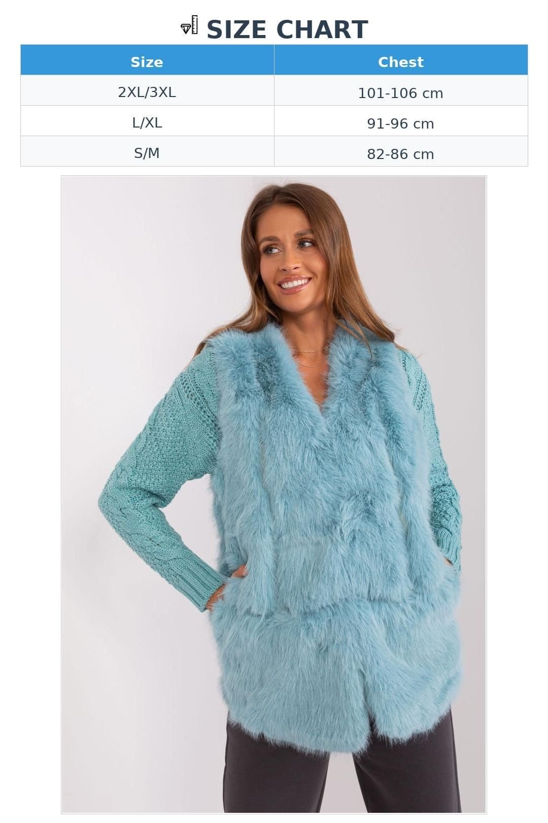 Love Lace Love Lace Women's Soft Fur Vest with Pockets for Autumn Wear in Blue - 4