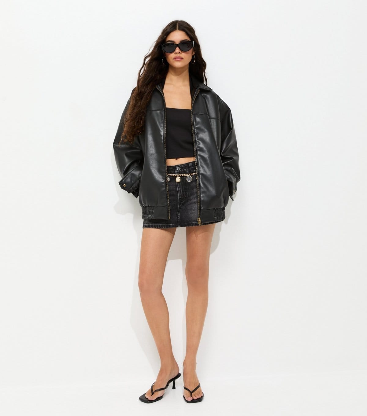 New Look Women's Black Cotton Bleach Effect Micro Denim Skort New Look - 4
