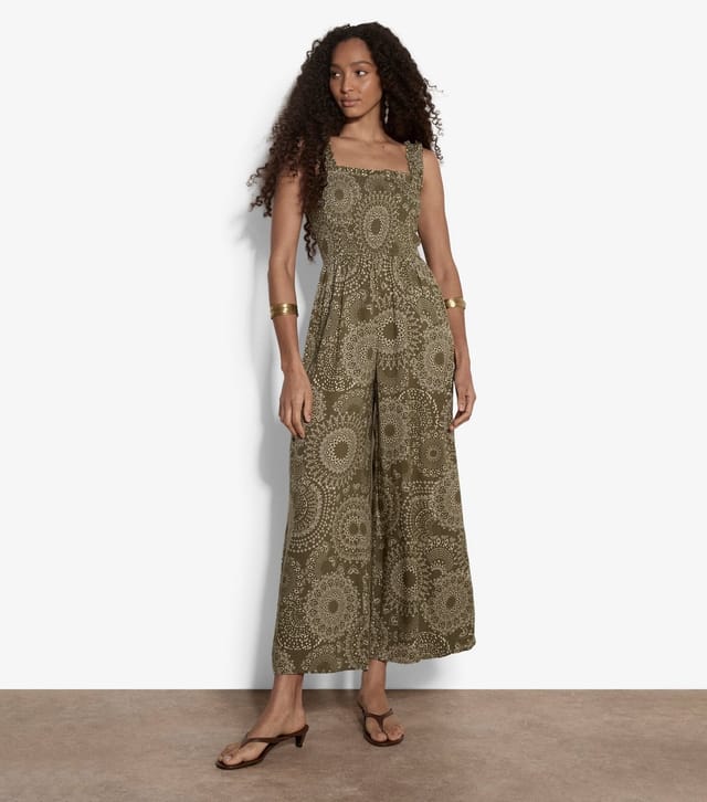 Apricot Women's Dark Khaki Printed Wide Leg Jumpsuit Apricot New Look - 2