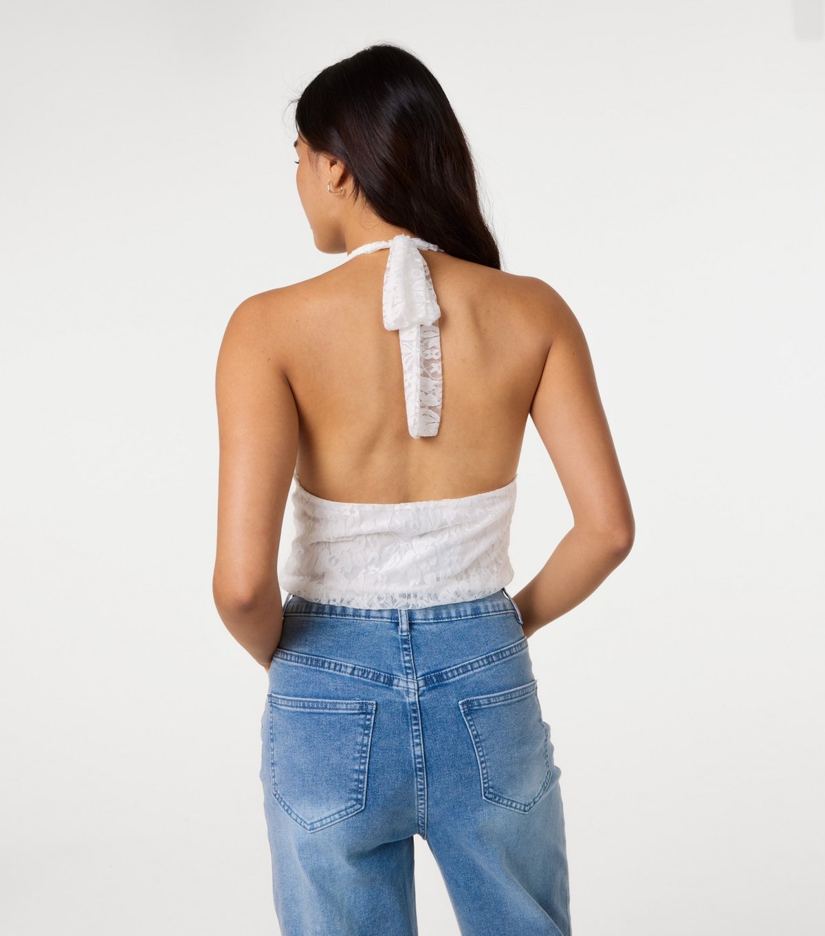 Pink Vanilla Women's Off White Lace Bubble Hem Halter Neck Top Pink Vanilla New Look - 4