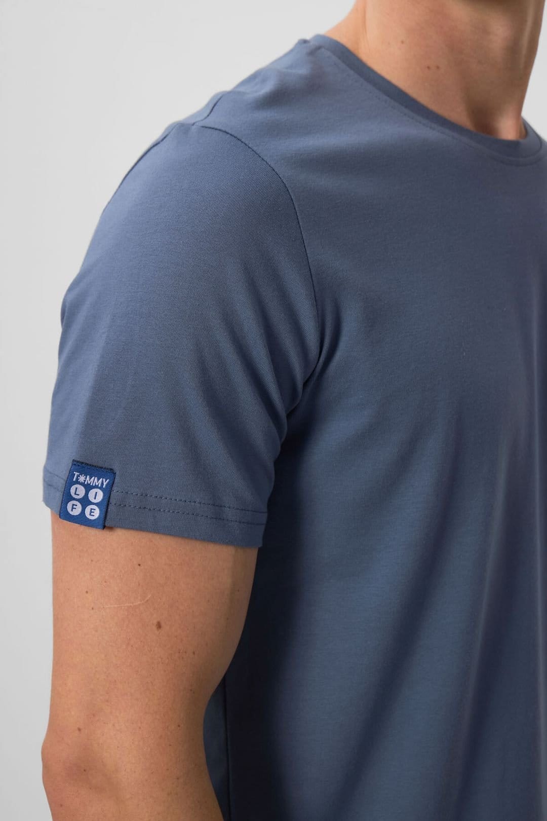 Tommy Life Tommy Life Men's Cotton Elastane Crew Neck T-Shirt in Blue - 4
