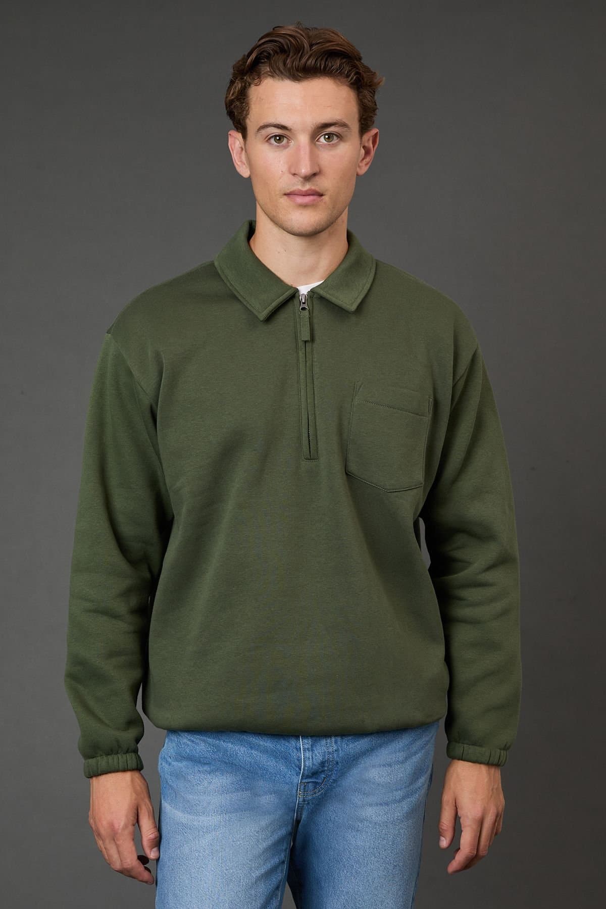 Burton Burton Men's Khaki Half Zip Neck Jersey Jumper