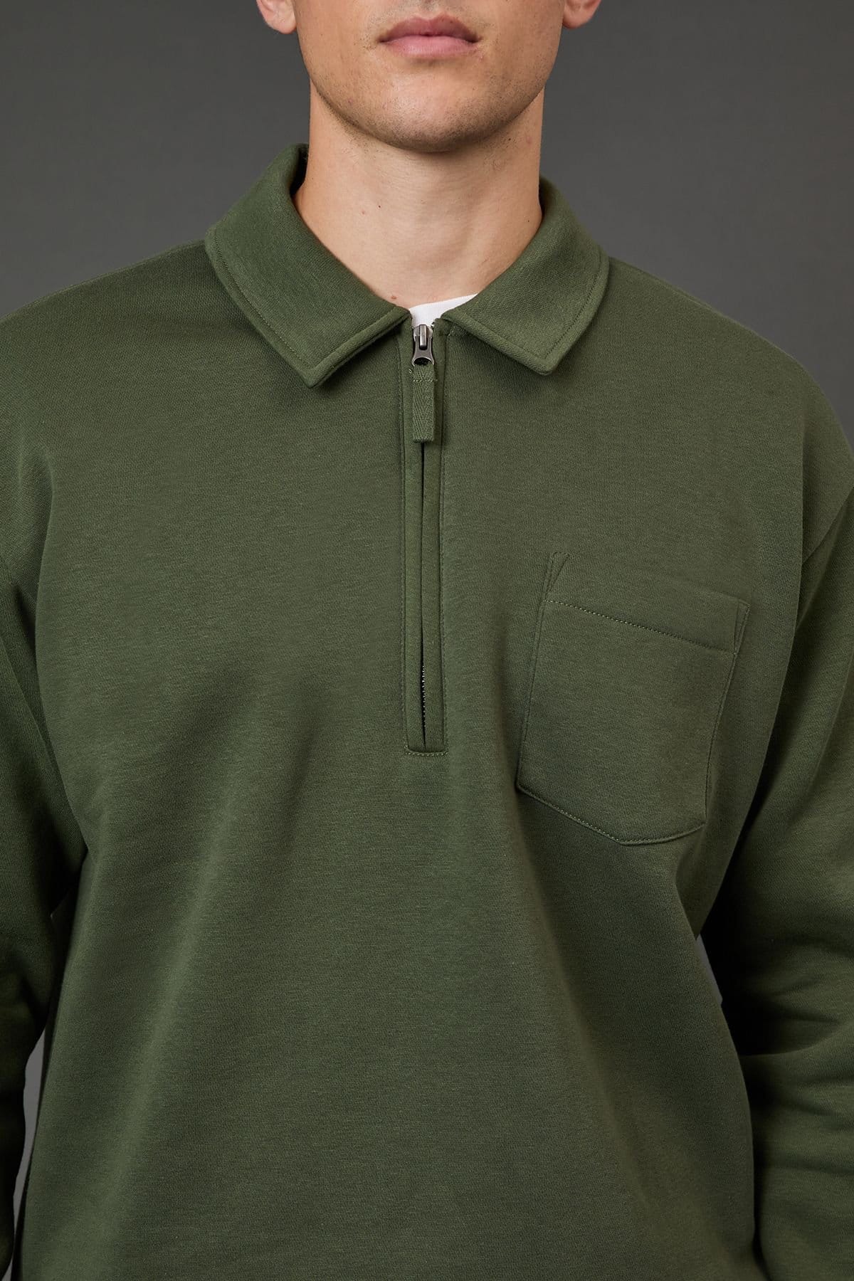 Burton Burton Men's Khaki Half Zip Neck Jersey Jumper - 4