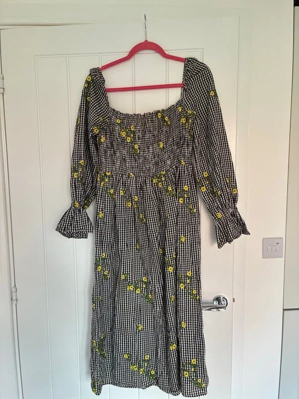 Never Fully Dressed Black and white check embroidered never fully dressed dress 12-14