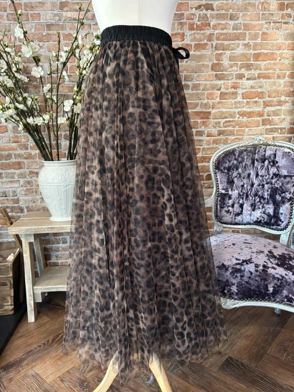 Choklate Choklate Leopard Print Tulle Maxi Skirt Size S
