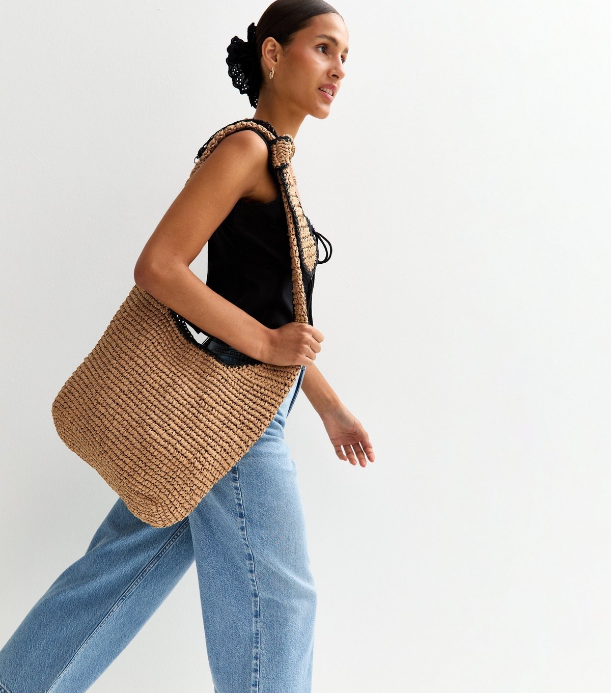 New Look Stone Woven Slouchy Tote Bag New Look - 2