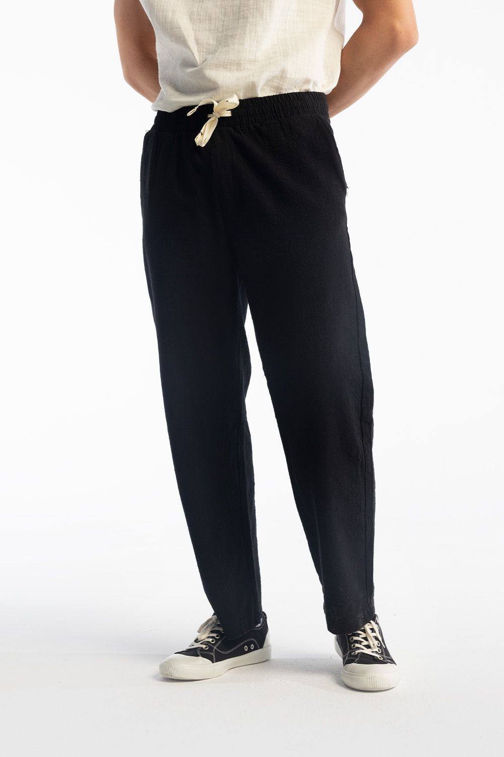 Giesto Giesto Men's Straight Leg Pants with Drawstring Waist in Black - 3