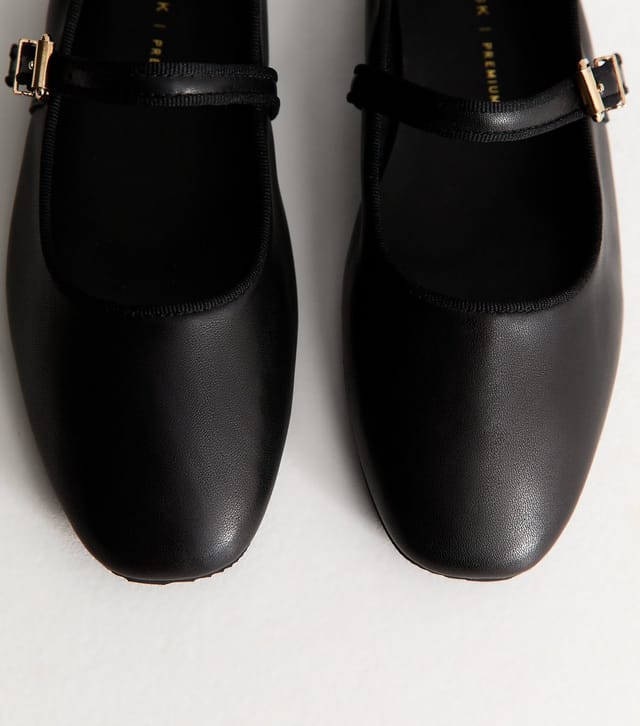 New Look Women's Premium Real Leather Black Mary Jane Flats New Look - 3