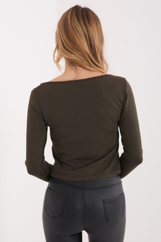 Love Lace Love Lace Women's Cotton Fitted Long Sleeve Blouse for Everyday in Brown - 3