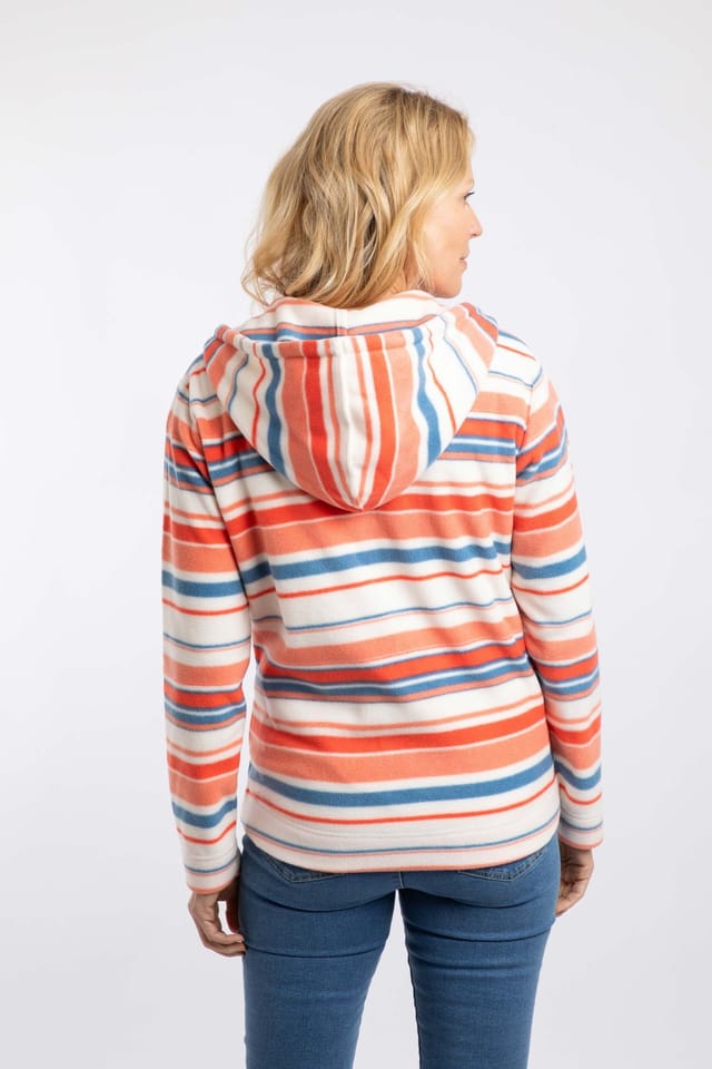 Weird Fish Weird Fish Women's Imogen Full Zip Printed Microfleece Hoodie in Coral - 3