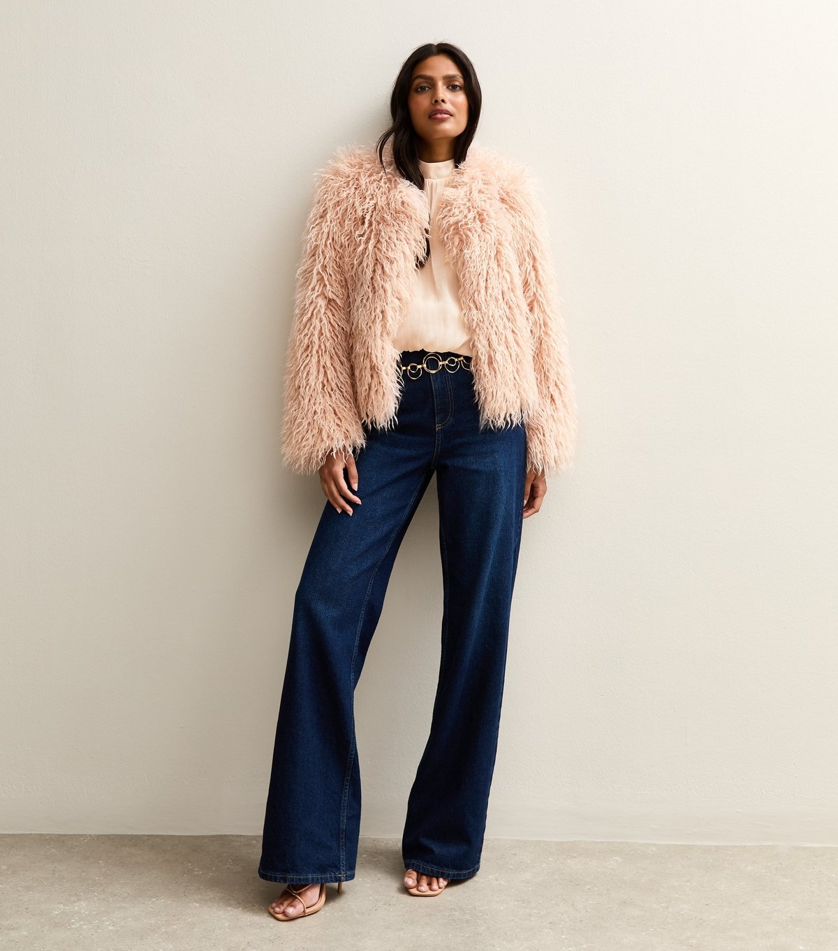 New Look Women's Pale Pink Shimmer High Neck Bubble Hem Blouse New Look - 3