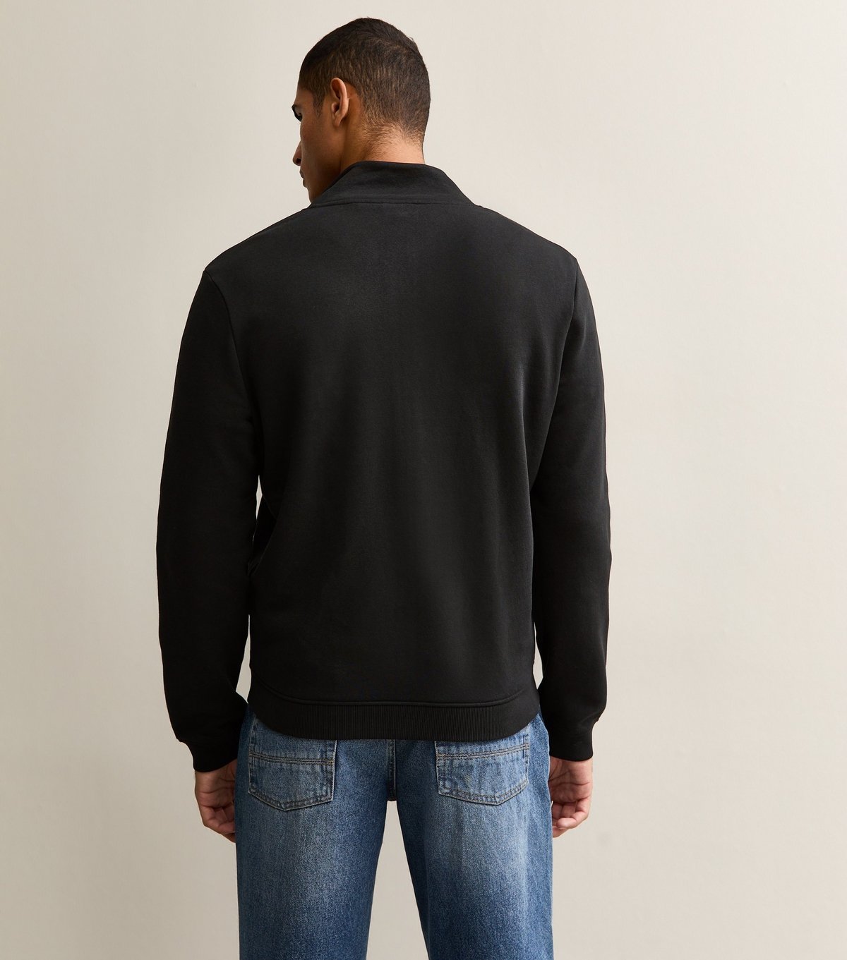 New Look Men's Black Zip Up High Neck Sweatshirt New Look - 4