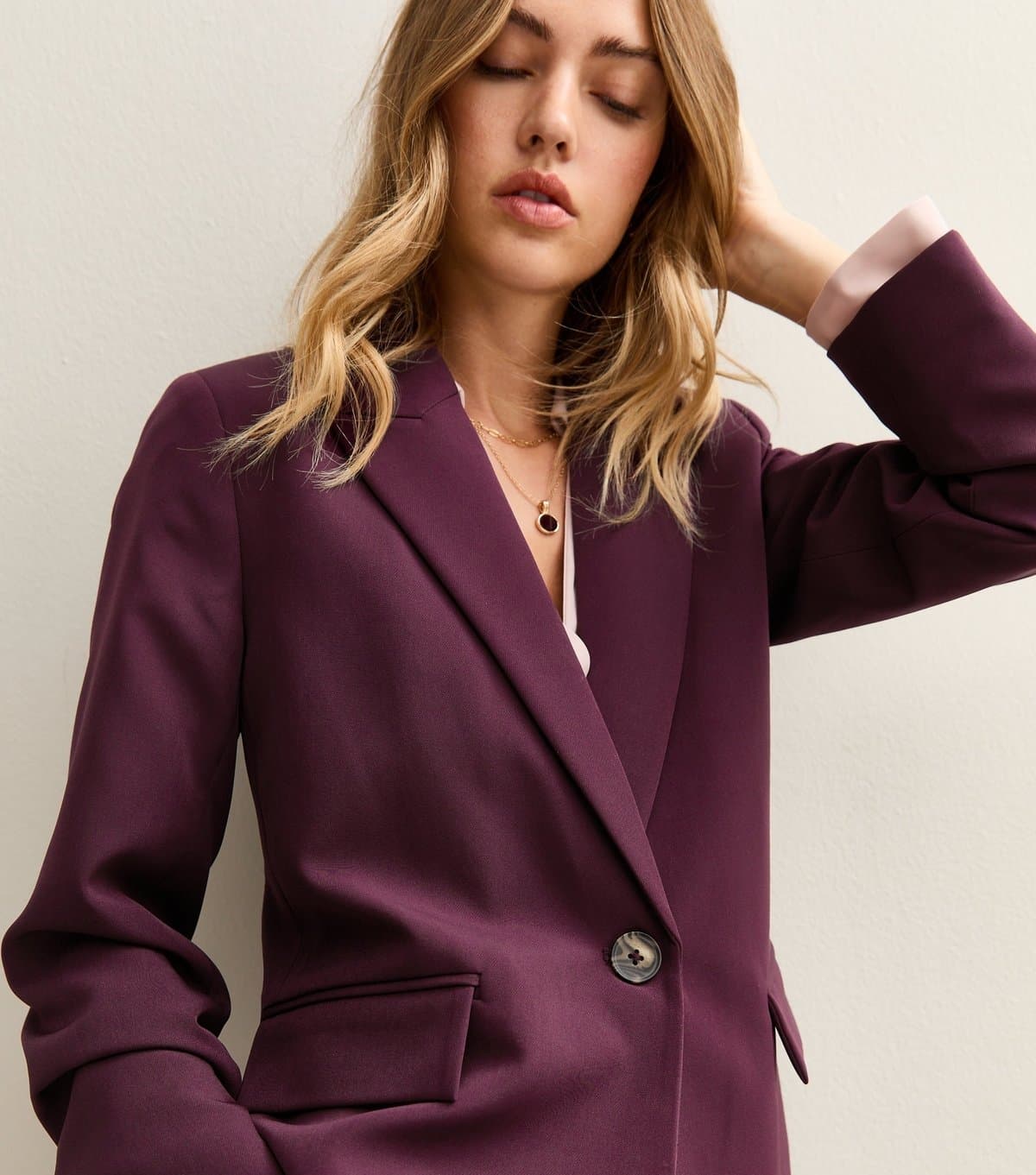 New Look Women's Burgundy Single Breasted Blazer Jacket New Look