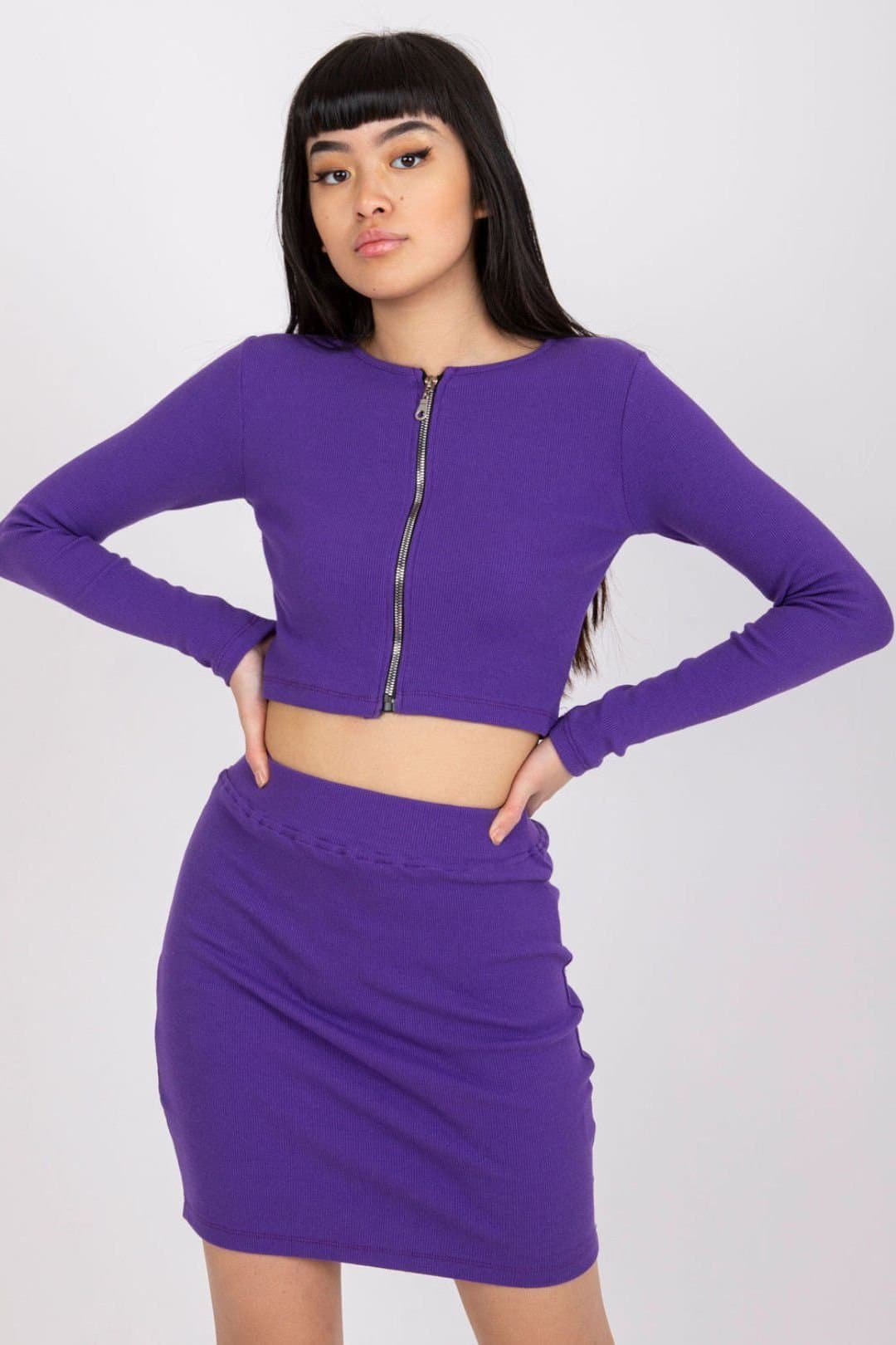 Love Lace Love Lace Violet Striped Cotton Elastane Blouse & Skirt Set