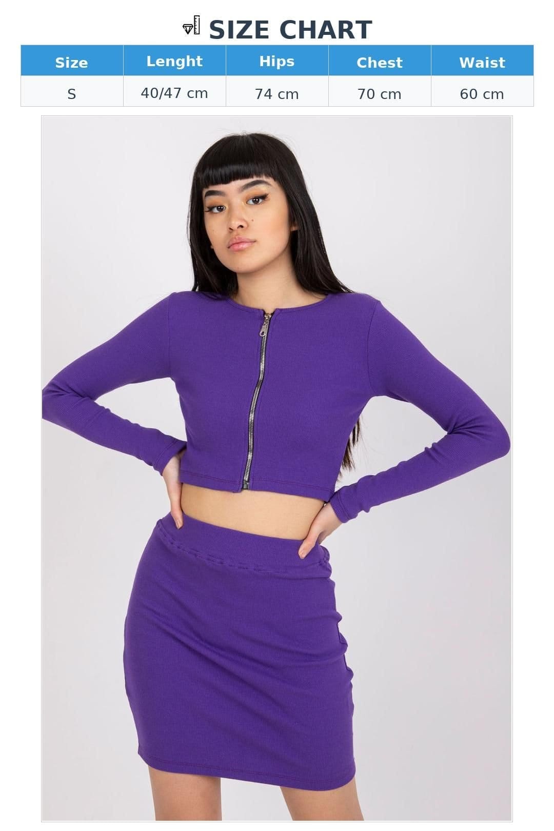 Love Lace Love Lace Women's Striped Cotton Elastane Blouse & Skirt Set Style 215856 in Violet - 4