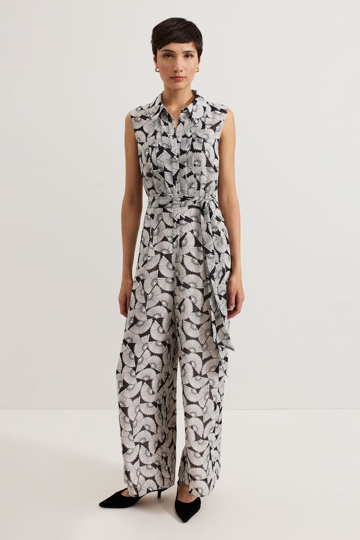 Phase Eight Black & White Floral Jumpsuit