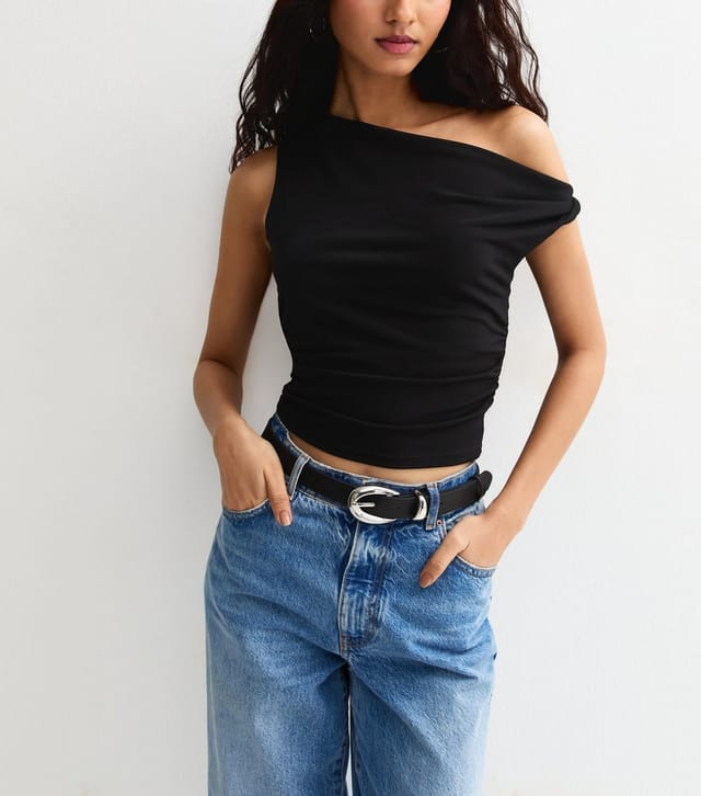 New Look Black Faux Leather Oval Buckle Belt New Look - 3