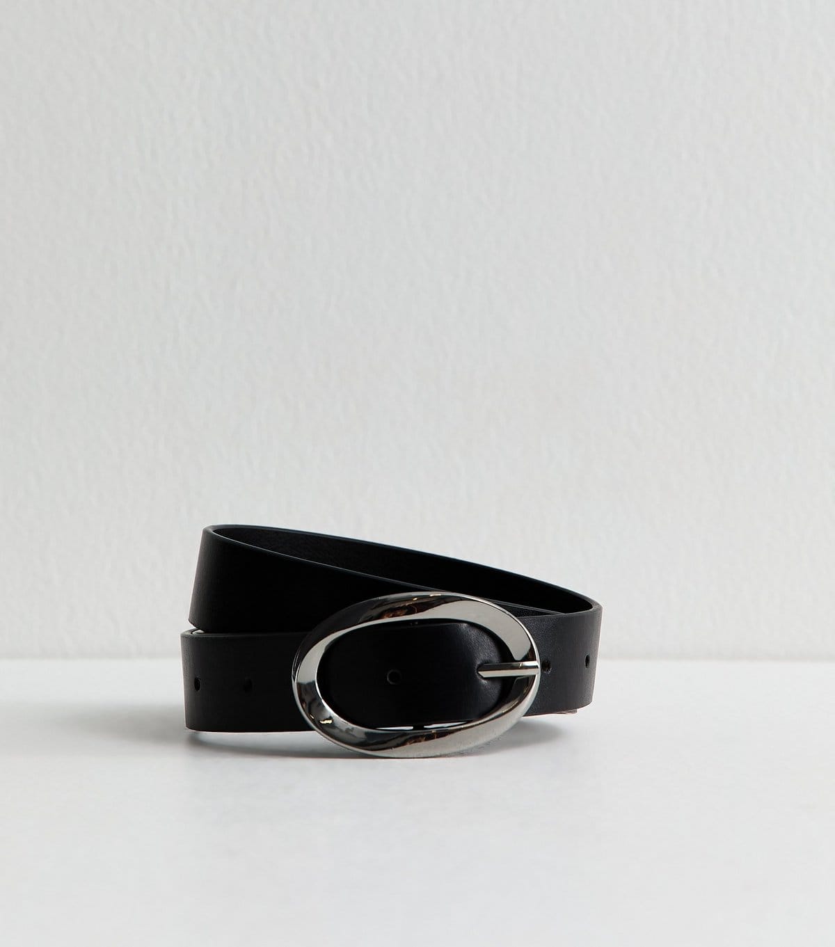 New Look Black Faux Leather Oval Buckle Belt New Look - 4