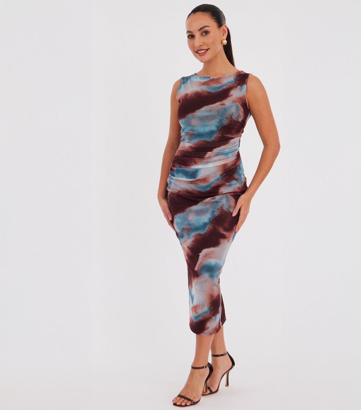 Quiz Women's Petite Blue Marble Midaxi Dress Quiz New Look - 2