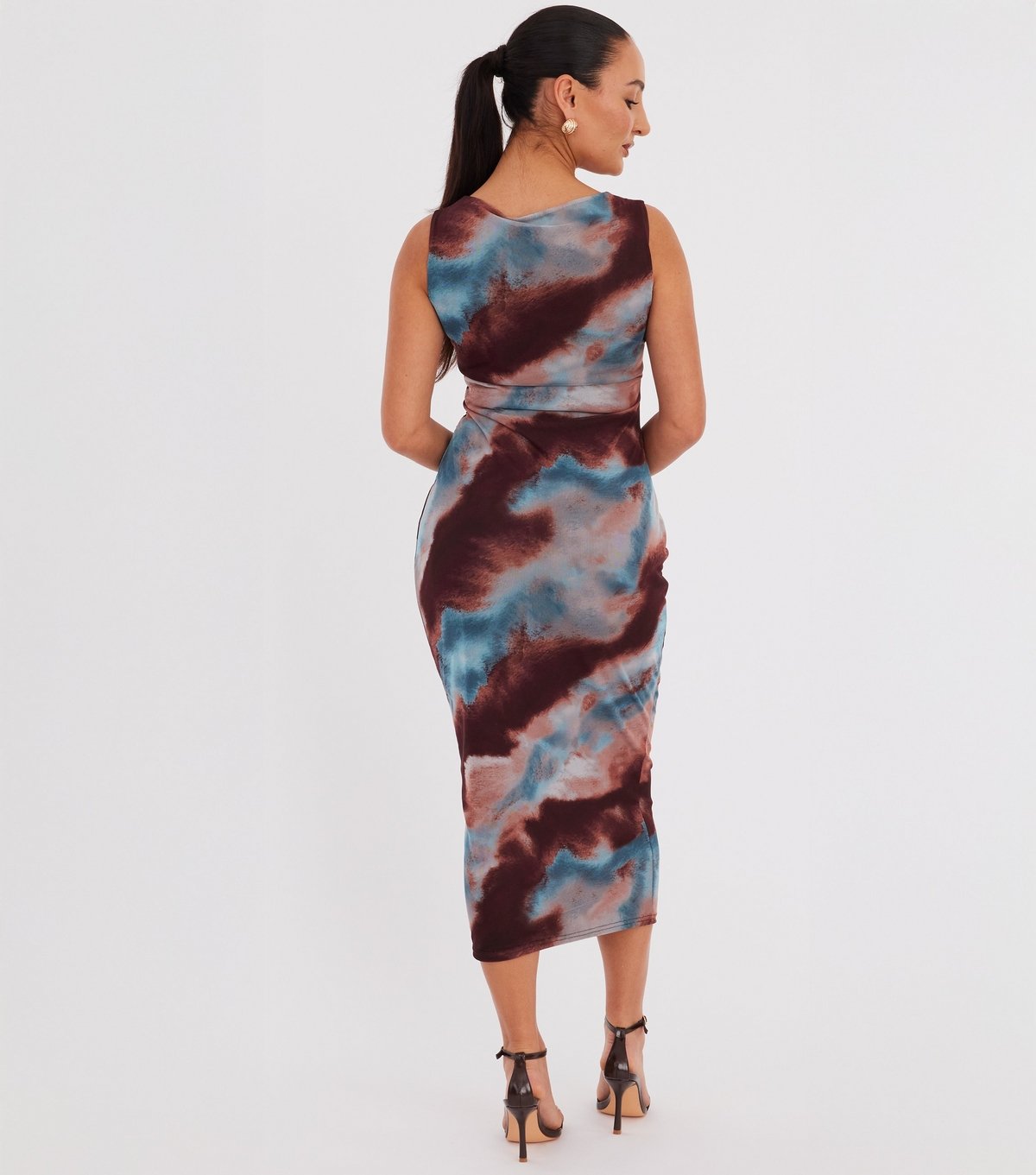 Quiz Women's Petite Blue Marble Midaxi Dress Quiz New Look - 3